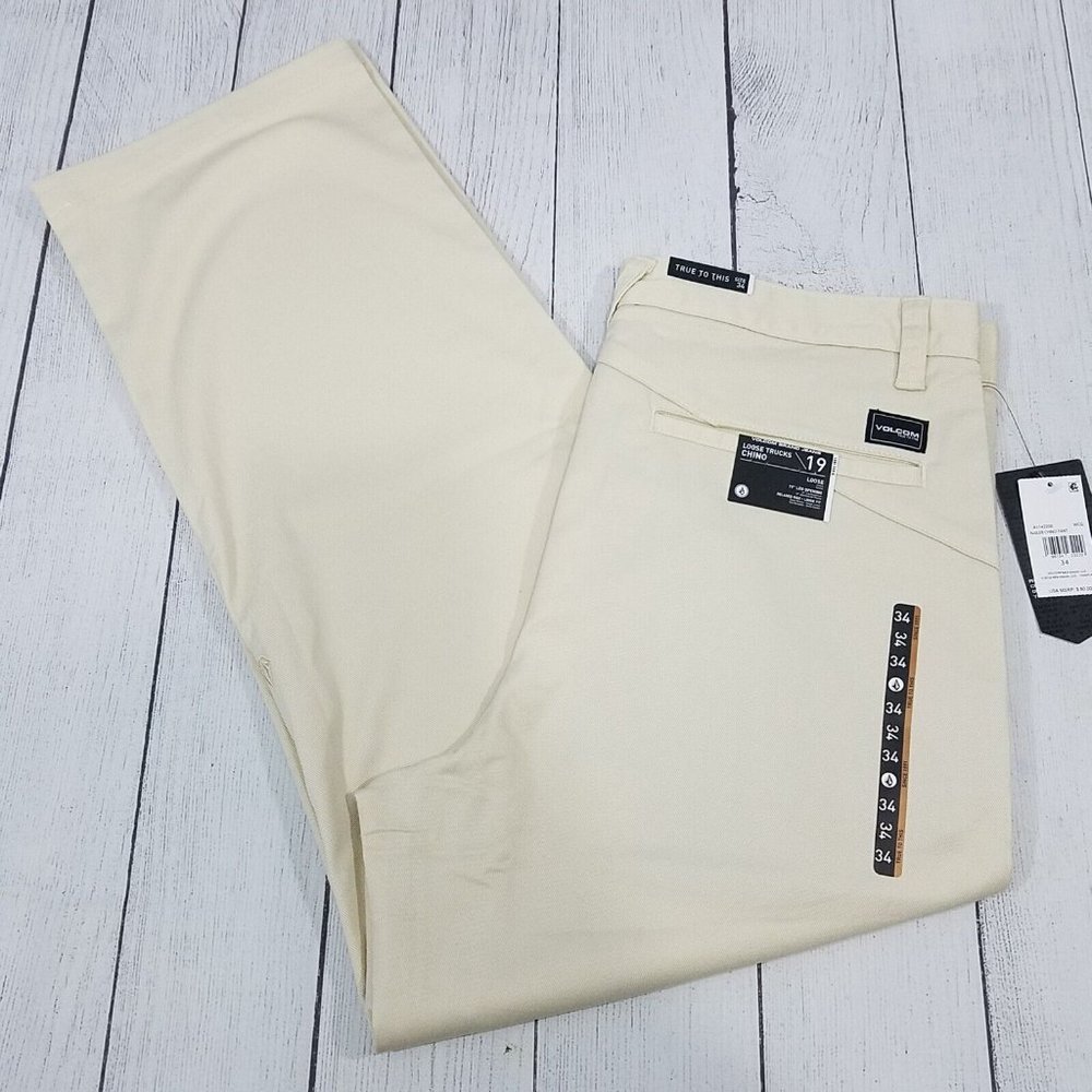 Volcom Wide Leg Chino Men's Size 34 34x30 Whitecap Grey